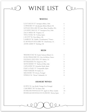 Coil Wine List