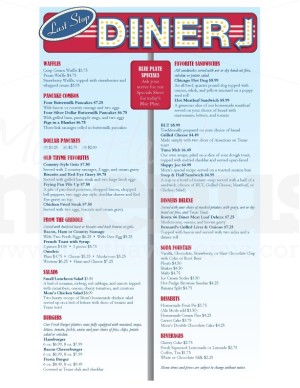 Roadside Diner Menu Long