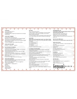 Diner Placemat Menu Long