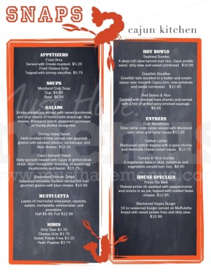 Cajun Cafe Menu