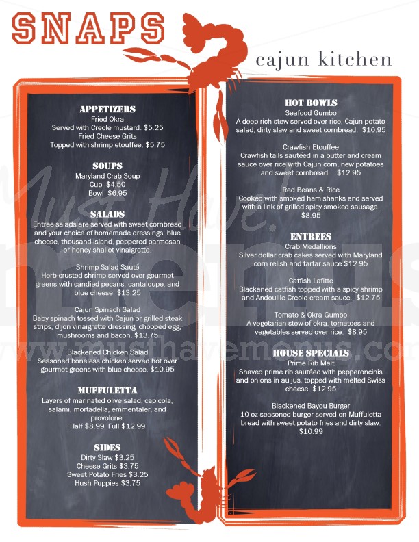 Cajun Cafe Menu | page 1