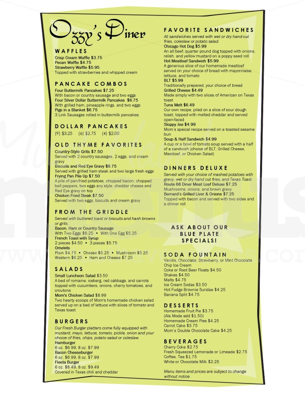 Retro Diner Menu Long | page 1