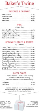 View Bakery Cafe Menu
