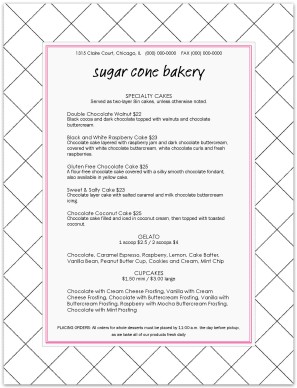 Corner Bakery Menu