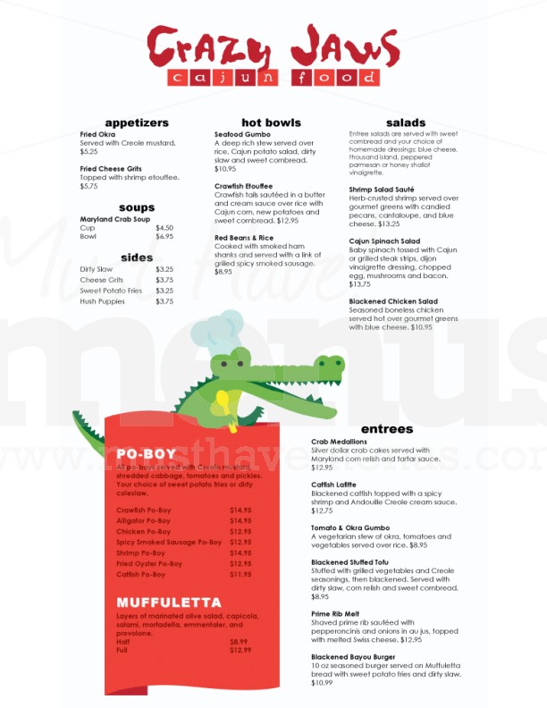 Spicy Cajun Menu Long | page 1