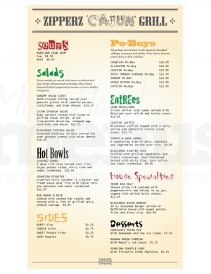 Cajun Menu Long