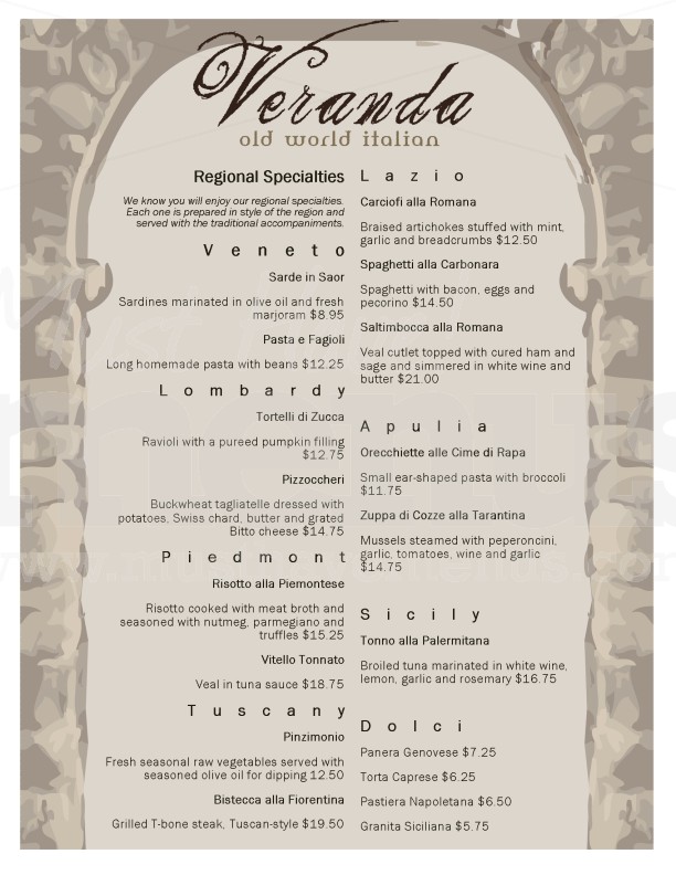 Italian Menu | page 1