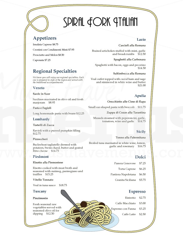Italian Menu Long | page 1