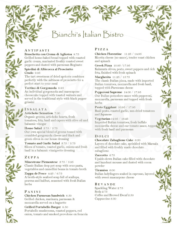 Italian Inn Menu | page 1