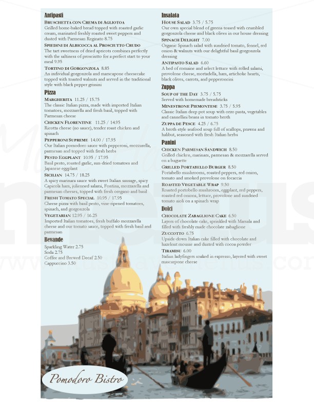 Venetian Italian Menu Long | page 1