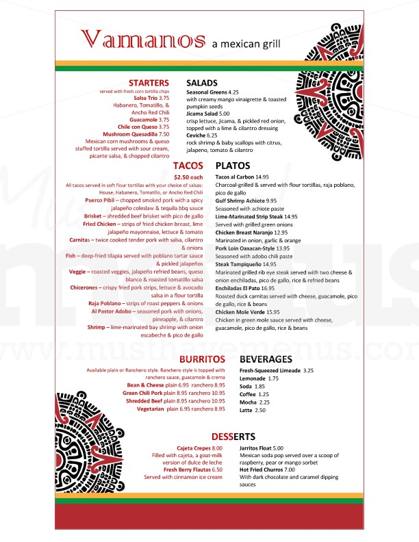 Mexican Food Menu Long | page 1