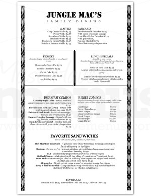 Family Restaurant Menu Long