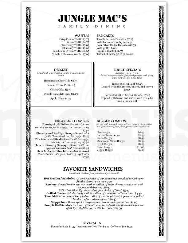 Family Restaurant Menu Long | page 1