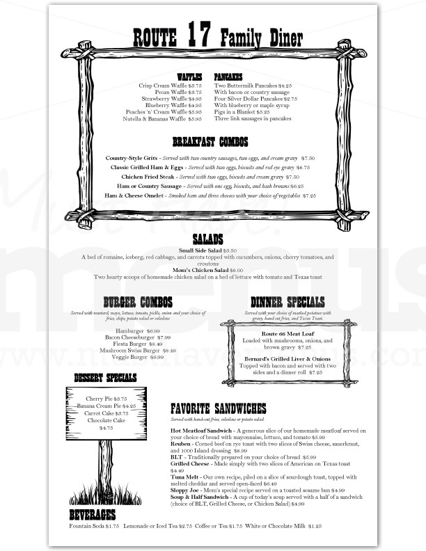 Family Friendly Restaurant Menu Long | page 1