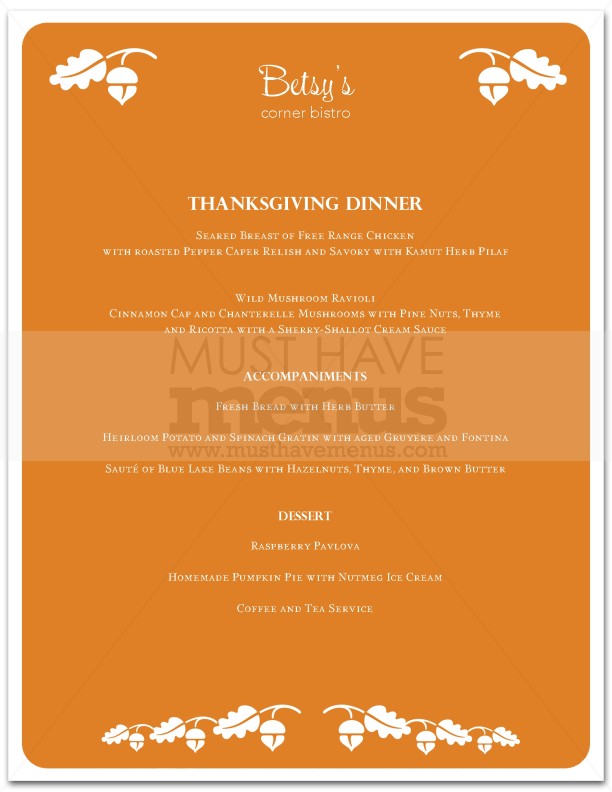 Thanksgiving Menu | page 1