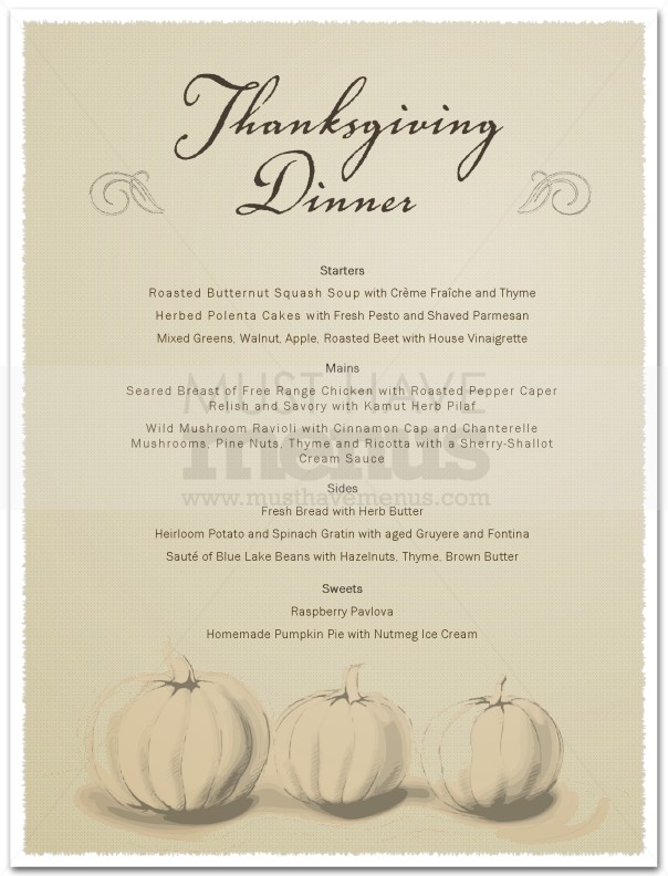 Thanksgiving Day Menu | page 1