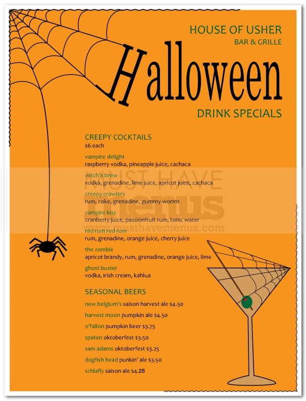 Spider Halloween Menu | page 1