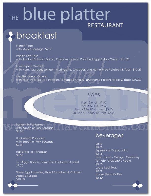 Full Breakfast Menu | page 1