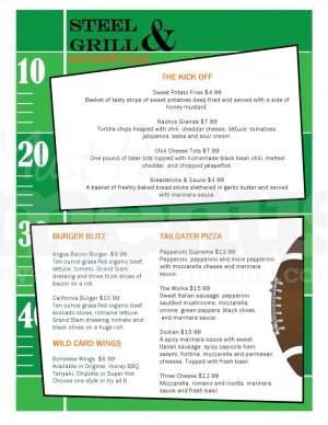 Bar Football Menu