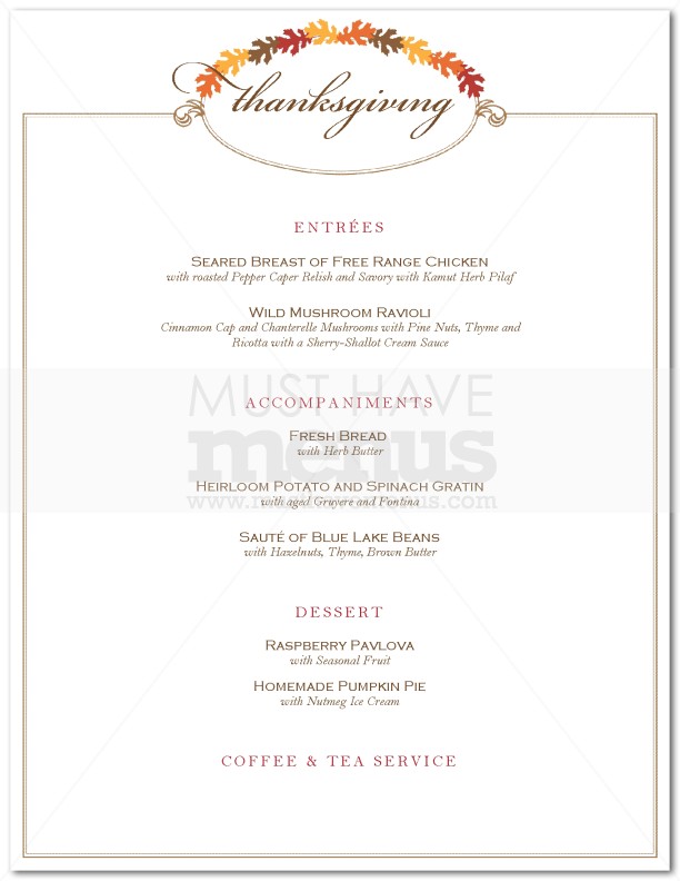 Restaurant Thanksgiving Menu | page 1