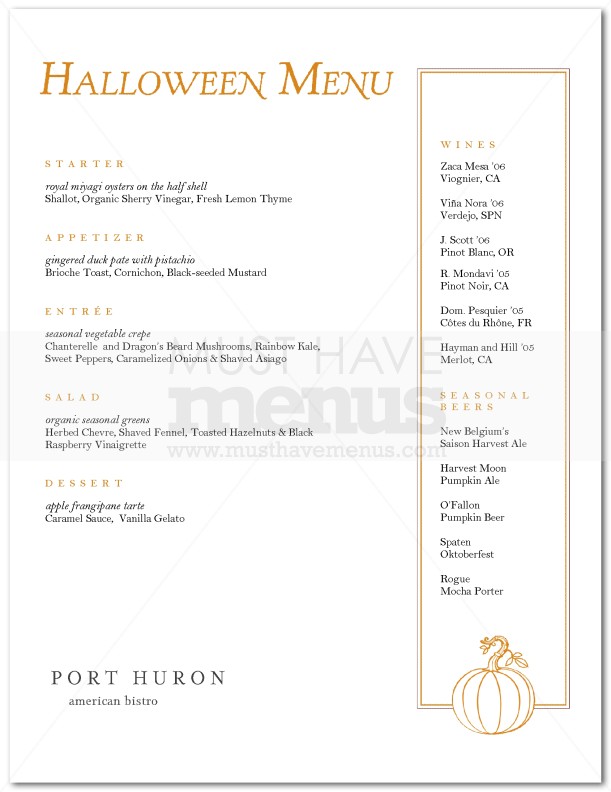 Pumpkin Menu | page 1