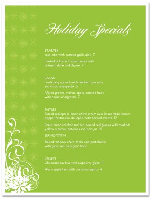 Christmas Day Menu