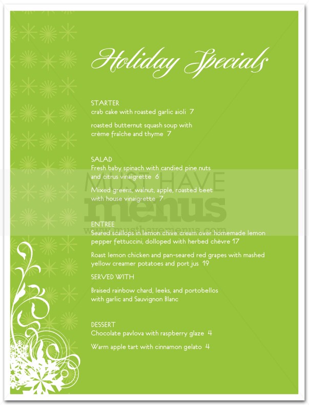 Christmas Day Menu | page 1