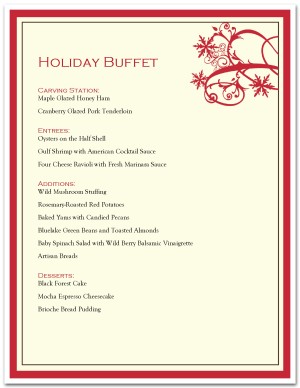 Christmas Buffet Menu