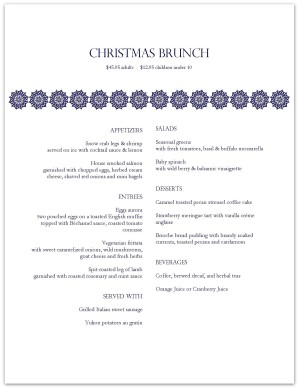 Xmas Menu