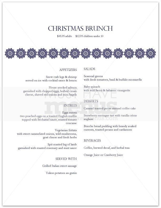 Xmas Menu | page 1