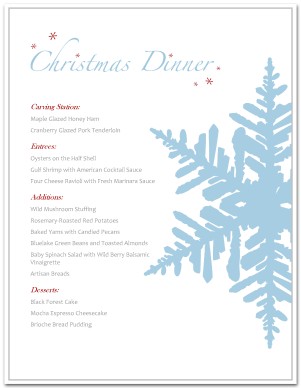 Holiday Menu