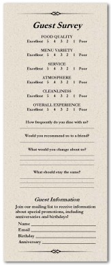 Restaurant Response Card