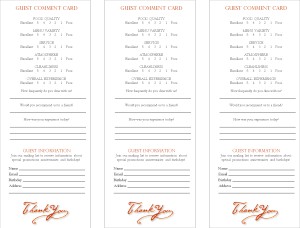 restaurant survey card