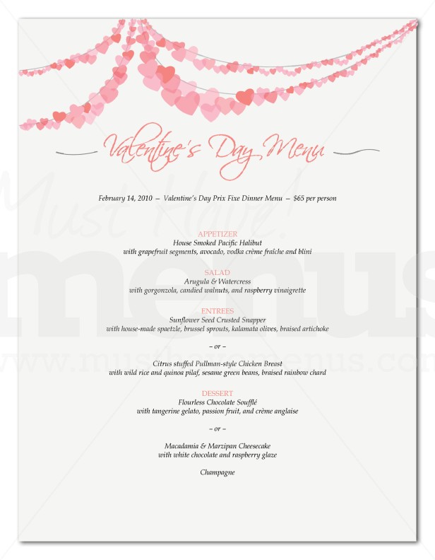 Menu for Valentine's Day | page 1