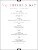 Valentine's Day Dinner Menu