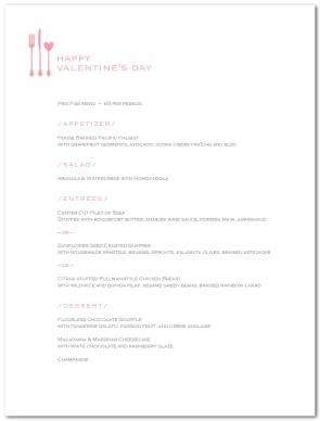 Valentines Menu