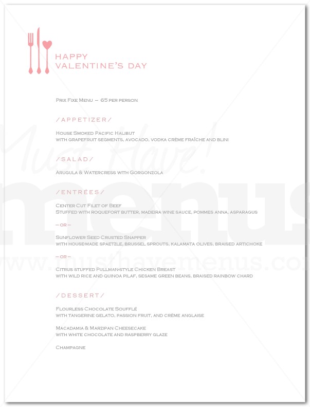 Valentines Menu | page 1