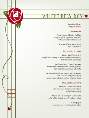 valentines day menu template