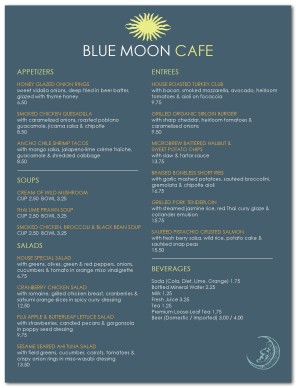 Menu for Cafe