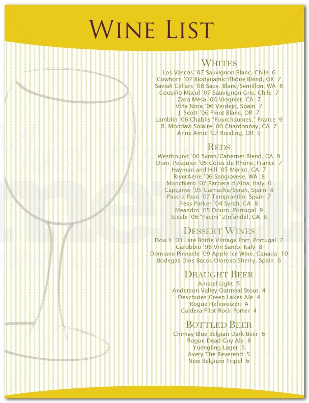 White Wine List | page 1