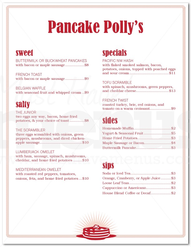 Restaurant Breakfast Menu | page 1