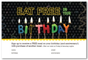 Birthday Restaurant Promotion Card