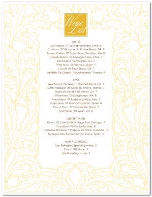 Wine List Menu