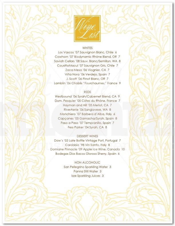 Wine List Menu | page 1