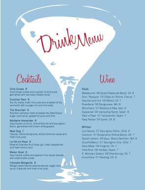 drink menu template