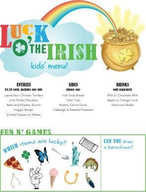 View St Patricks Day Kids Menu