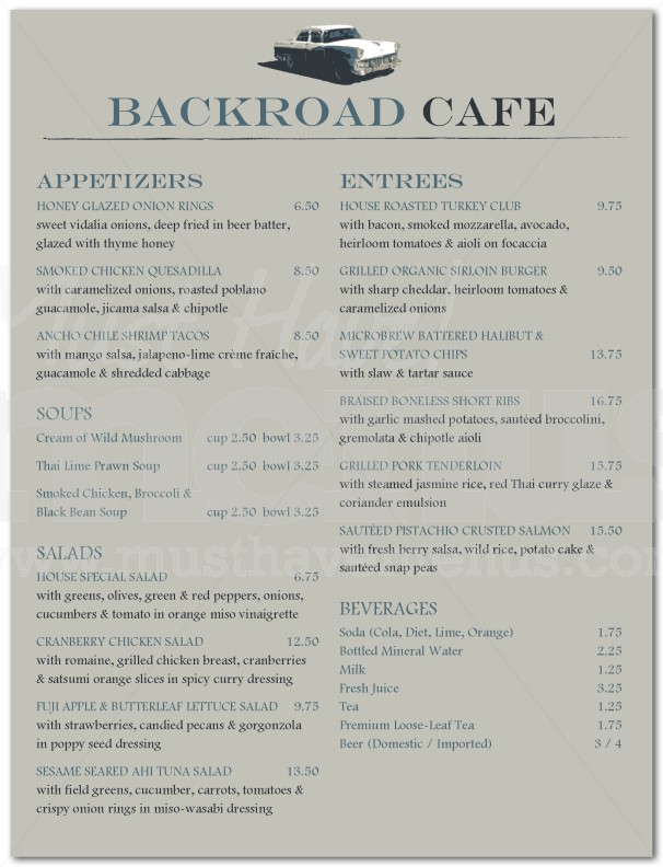 Bay Cafe Menu | page 1