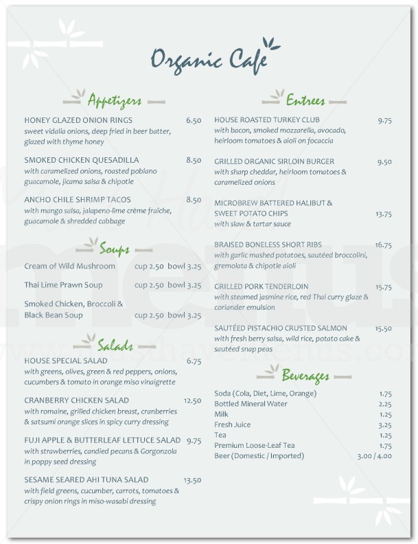 Rice Cafe Menu | page 1