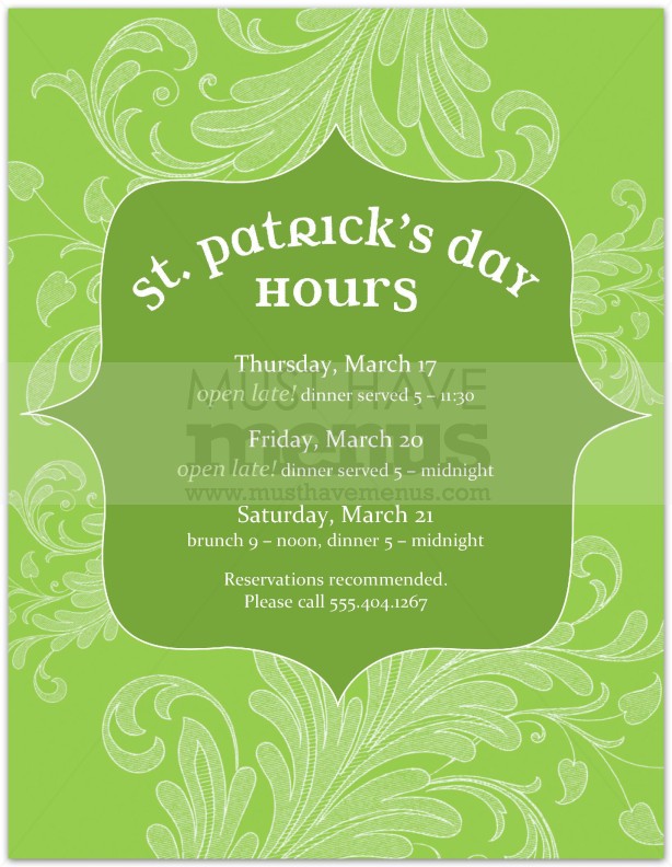 St Patricks Hours Flyer | page 1