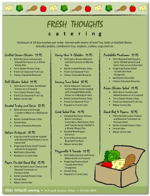Box Lunch Catering Menu
